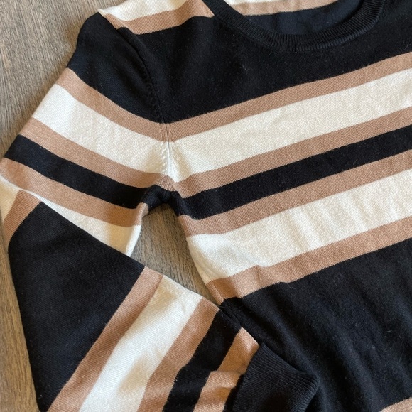 French Connection Women’s Black, off white, and tan long sleeve dress, size 8 - Picture 3 of 8